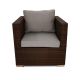 RA Denby 680 x 780 Classic Rattan Sofa Chair - Neutral Brown with Light Grey Cushion Included