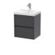500mm Wall Hung 2 Drawer Unit & Basin 3 - Nuie HAV2202D Grey, Grey colour ,image 1