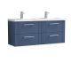 1200mm Wall Hung 4 Drawer Vanity & Double Basin - Nuie DPF393C Blue, Blue colour ,image 1