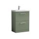 600mm Floor Standing 2 Drawer Vanity & Basin 1 - Nuie ARN833A Green, Green colour ,image 1