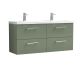 1200mm Wall Hung 4 Drawer Vanity & Double Basin - Nuie ARN824F Green, Green colour ,image 1