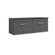 1200mm Wall Hung 2-Drawer Unit & Laminate Worktop - Nuie ATH077LSB2 Grey, Grey colour ,image 1