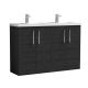 1200mm Floor Standing 4 Door Vanity & Double Basin - Nuie ARN603C Black, Black colour ,image 1