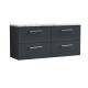 1200mm Wall Hung 4-Drawer Vanity & Laminate Worktop - Nuie ARN1424LCM2 Black, Black colour ,image 1