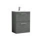 600mm Floor Standing 2 Drawer Vanity & Basin 4 - Nuie ARN533G Grey, Grey colour ,image 1