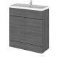 800mm Vanity Unit & Ceramic Basin - Hudson Reed CBI528A Anthracite Woodgrain, Brown/Grey colour ,image 1