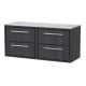 1200mm Wall Hung 4-Drawer Vanity with Marble Worktop - Hudson Reed LIL2224GMT2 Grey, Grey colour ,image 1