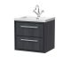 600mm Wall Hung 2-Drawer Vanity with Basin - 1 Tap Hole - Hudson Reed LIL2224L Grey, Grey colour ,image 1