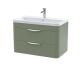 800mm Wall Hung 2 Drawer Vanity & Ceramic Basin - Nuie FPA805A Green, Green colour ,image 1