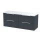 1200 Wall Hung 4-Drawer Vanity & Laminate Worktop - Hudson Reed DFF1493LSW2 Black, Black colour ,image 1