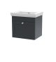500mm Wall Hung 1 Drawer Vanity & Basin 0TH - Nuie CLC1491H Black, Black colour ,image 1
