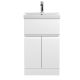 500mm Floor Standing 2-Door/Drawer Vanity Unit & Basin 3 - Hudson Reed URB101D Satin White, White colour ,image 1