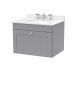 600mm Wall Hung 1 Drawer Vanity & Marble Top 3TH - Nuie CLC294WR3 Grey, Grey colour ,image 1