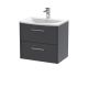 600mm Wall Hung 2 Drawer Vanity & Basin 4 - Hudson Reed JNU2224G Grey, Grey colour ,image 1