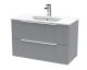 800mm Wall Hung 2 Drawer Vanity & Basin 2 - Hudson Reed DFF295B Grey, Grey colour ,image 1