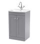 500mm Floor Standing 2-Door Unit & Curved Basin - Nuie CLC223J Grey, Grey colour ,image 1