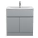 800mm Floor Standing 2 Door Vanity Unit & Basin 4 - Hudson Reed URB205G Satin Grey, Grey colour ,image 1