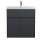 800mm Floor Standing 2 Door/Drawer Vanity & Basin 3 - Hudson Reed URB1405D Black, Black colour ,image 1