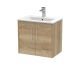 600mm Wall Hung 2 Door Vanity & Basin 2 - Hudson Reed JNU1823B Oak, Oak colour ,image 1