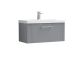 800mm Wall Hung Single Drawer Vanity & Basin 3 - Nuie DPF296D Grey, Grey colour ,image 1