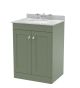600mm Floor Standing 2 Door Vanity & Marble Top 3TH - Nuie CLC825GR3 Green, Green colour ,image 1