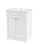 600mm Floor Standing 2-Door Vanity with Basin - 0 Tap Hole - Nuie CLC125K White, White colour ,image 1