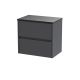 600mm Wall Hung 2 Drawer Unit & Worktop - Nuie HAV2204LSB Grey, Grey colour ,image 1