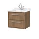 600mm Wall Hung 2-Drawer Vanity with Marble Worktop Basin - Hudson Reed LIL2724WS1 Oak, Oak colour ,image 1
