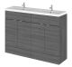 1200mm Vanity Unit & Double Ceramic Basin - Hudson Reed CBI534A Anthracite Woodgrain, Brown/Grey colour ,image 1