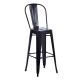 Tolix Style 850 x 450 Metal Garden High Chair - Black