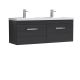 1200mm Wall Hung Cabinet With Double Basin - Nuie ATH040C Charcoal Black, Hacienda Black colour ,image 1