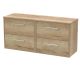 1200mm Wall Hung 4 Drawer Vanity & Worktop - Hudson Reed JNU1824W2 Oak, Oak colour ,image 1