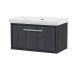 800mm Wall Hung Single Drawer Vanity with Basin - 0 Tap Hole - Hudson Reed LIL2225H Grey, Grey colour ,image 1