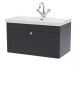 800mm Wall Hung 2-Door Vanity with Basin - 1 Tap Hole - Nuie CLC1496E Black, Black colour ,image 1