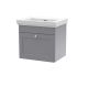 500mm Wall Hung 1 Drawer Vanity & Basin 0TH - Nuie CLC291H Grey, Grey colour ,image 1