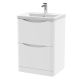 600mm Floor Standing 2 Drawer Vanity & Ceramic Basin - Nuie LUN101A White, White colour ,image 1