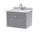 600mm Wall Hung 1 Drawer Vanity & Marble Top 1TH - Nuie CLC294GR1 Grey, Grey colour ,image 1