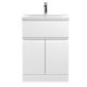 600mm Floor Standing 2-Door/Drawer Vanity Unit & Basin 1 - Hudson Reed URB103A Satin White, White colour ,image 1
