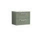 600 Wall Hung 2-Drawer Vanity & Laminate Worktop - Nuie DPF893LCM Green, Green colour ,image 1