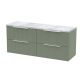 1200 Wall Hung 4-Drawer Vanity & Laminate Worktop - Hudson Reed DFF893LBG2 Green, Green colour ,image 1