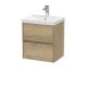 500mm Wall Hung 2 Drawer Unit & Basin 3 - Nuie HAV802D Oak, Oak colour ,image 1