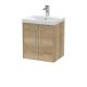 500mm Wall Hung 2 Door Vanity & Basin 3 - Hudson Reed JNU1821D Oak, Oak colour ,image 1