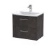 600mm Wall Hung 2 Drawer Vanity & Basin 4 - Hudson Reed JNU2624G Brown, Brown colour ,image 1