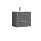 600mm Wall Hung 2 Drawer Vanity & Basin 2 - Nuie ARN524B Grey, Grey colour ,image 1