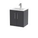 500mm Wall Hung 2 Door Vanity & Basin 2 - Hudson Reed JNU2221B Grey, Grey colour ,image 1