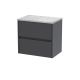 600mm Wall Hung 2 Drawer Unit & Worktop - Nuie HAV2204LBG Grey, Grey colour ,image 1