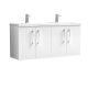 1200mm Wall Hung 4 Door Vanity & Double Basin - Nuie ARN123F White, White colour ,image 1