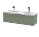 1200mm Wall Hung 2 Drawer Vanity & Double Basin - Hudson Reed DFF894F Green, Green colour ,image 1