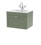 600mm Wall Hung 1-Drawer Vanity with Basin - 1 Tap Hole - Nuie CLC894C Green, Green colour ,image 1
