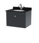 600mm Wall Hung 1 Drawer Vanity & Marble Top 1TH - Nuie CLC1494BR1 Black